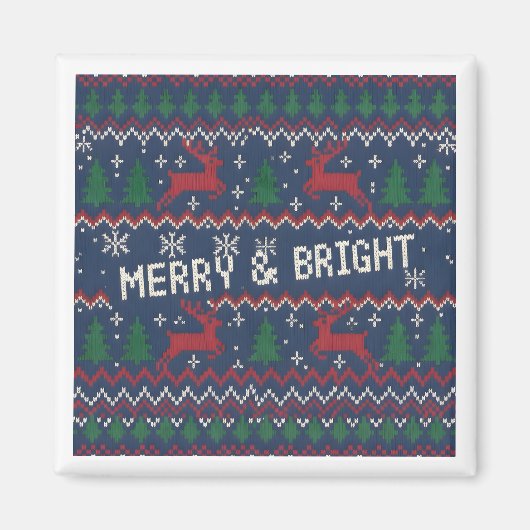 Merry & Bright Ugly Christmas Sweater Magneet (Voorkant)