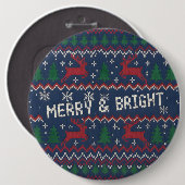 Merry & Bright Ugly Christmas Sweater Ronde Button 6,0 Cm (Voorkant /achterkant)