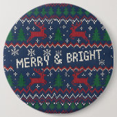 Merry & Bright Ugly Christmas Sweater Ronde Button 6,0 Cm (Voorkant)