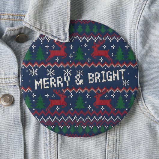Merry & Bright Ugly Christmas Sweater Ronde Button 6,0 Cm (In situ)