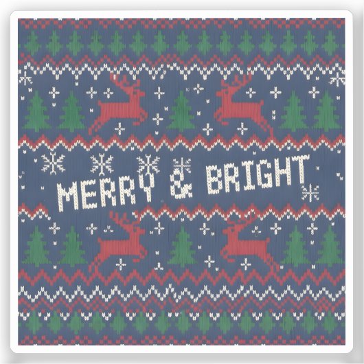 Merry & Bright Ugly Christmas Sweater Sticker (Voorkant)