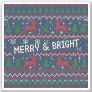 Merry & Bright Ugly Christmas Sweater Sticker