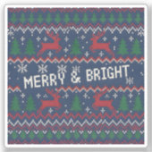 Merry & Bright Ugly Christmas Sweater Sticker (Voorkant)