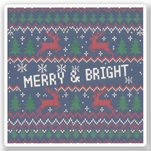 Merry & Bright Ugly Christmas Sweater Sticker (Voorkant)