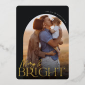 Merry & Bright Verticale fotoArch Folie Feestdagenkaart (Voorkant)