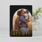 Merry & Bright Verticale fotoArch Folie Feestdagenkaart (Staand Voorkant)