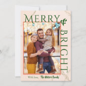 Merry & Bright vet typografie 1 foto modern schatt Feestdagenkaart (Voorkant)