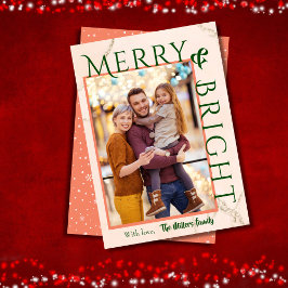 Merry & Bright vet typografie 1 foto modern schatt Feestdagenkaart