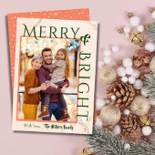 Merry & Bright vet typografie 1 foto modern schatt Feestdagenkaart