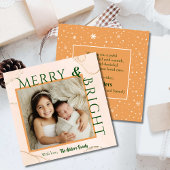 Merry & Bright vet typografie 1 foto modern schatt Feestdagenkaart