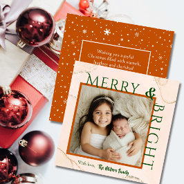 Merry & Bright vet typografie 1 foto modern schatt Feestdagenkaart