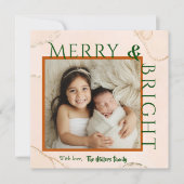 Merry & Bright vet typografie 1 foto modern schatt Feestdagenkaart (Voorkant)