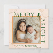 Merry & Bright vet typografie 1 foto modern schatt Feestdagenkaart (Voorkant)