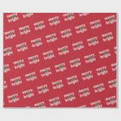"Merry & Bright" Vet Typografie Modern Cadeaupapier (Vlak)