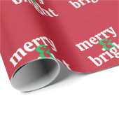 "Merry & Bright" Vet Typografie Modern Cadeaupapier (Rol Hoek)