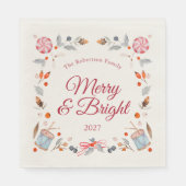 Merry & Bright Vintage Christmas Holiday Servet (Voorkant)