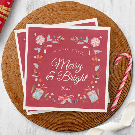 Merry & Bright Vintage Christmas Holiday Servet