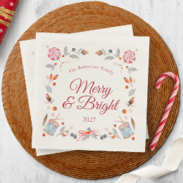 Merry & Bright Vintage Christmas Holiday Servet