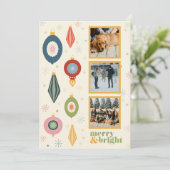 Merry & Bright Vintage Holiday Card  Feestdagenkaart (Staand voorkant)