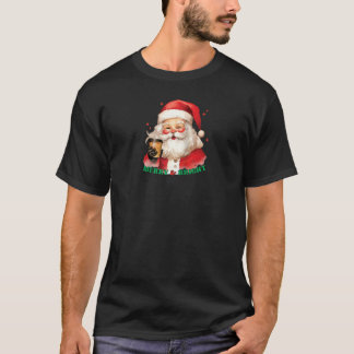Merry Bright Vintage Santa Drinking Coffee X mas F T-shirt