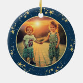 Merry & Bright Vrolijk Kerstfeest familiefoto Keramisch Ornament (Achterkant)