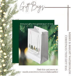 Merry & Bright Watercolor Kerstboom Cadeautas
