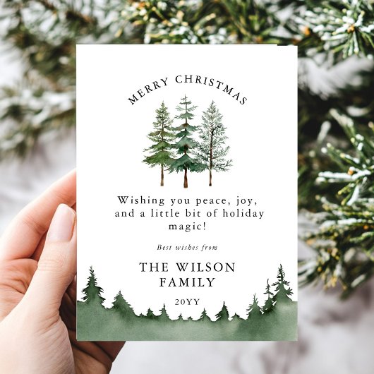 Merry & Bright – Waterverf Forest Kerstmis Kaart