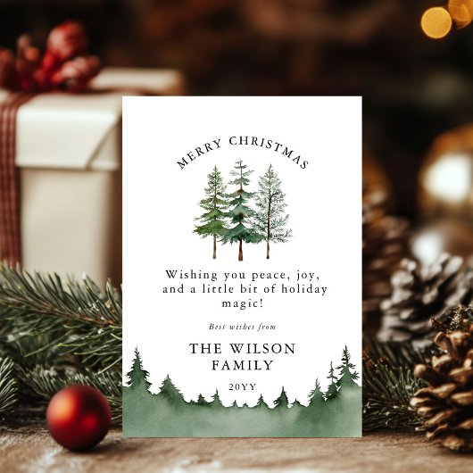 Merry & Bright – Waterverf Forest Kerstmis Kaart