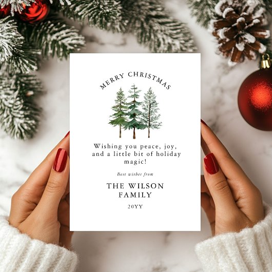 Merry & Bright – Waterverf Forest Kerstmis Kaart