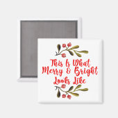 Merry Bright Waterverf Holly Christmas Decor Magneet (Voorkant / Achterkant)