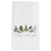 Merry & Bright Waterverf Kerstboom Gift Bag Klein Cadeauzakje (Voorkant)