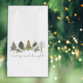 Merry & Bright Waterverf Kerstboom Gift Bag Klein Cadeauzakje