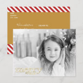 Merry & Bright White Gold Holiday Foto Feestdagenkaart (Voorkant / Achterkant)