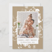 Merry & Bright Wildflower Silhouette Foto Tan Feestdagenkaart (Voorkant)