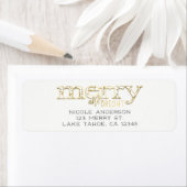 Merry & Bright Witte Gouden Kerstkaart Etiket (Insitu)