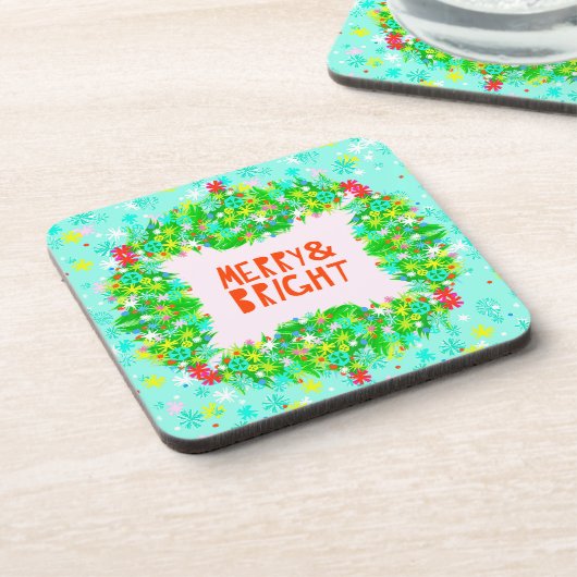 Merry & Bright Wreath Bier Onderzetter (Linkerzijde)