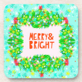 Merry & Bright Wreath Bier Onderzetter (Voorkant)