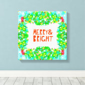 Merry & Bright Wreath Canvas Afdruk (Insitu (Houten vloer))