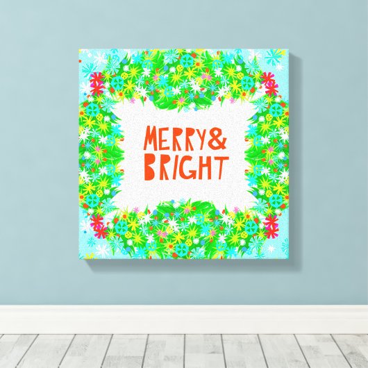 Merry & Bright Wreath Canvas Afdruk (Insitu (Houten vloer))