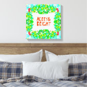 Merry & Bright Wreath Canvas Afdruk (Insitu (Slaapkamer))