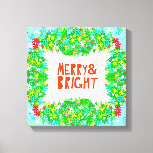 Merry & Bright Wreath Canvas Afdruk (Voorkant)