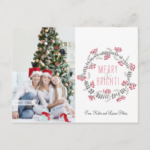 Merry & Bright Wreath Feestdagenkaart