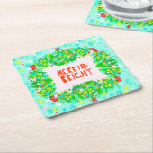 Merry & Bright Wreath Kartonnen Onderzetters (Schuin)