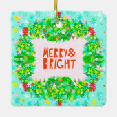 Merry & Bright Wreath Keramisch Ornament (Voorkant)