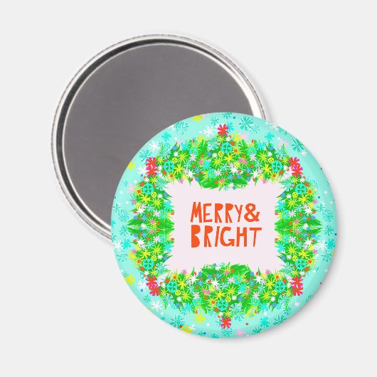 Merry & Bright Wreath Magneet (Voorkant / Achterkant)
