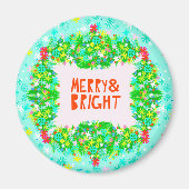 Merry & Bright Wreath Magneet (Voorkant)