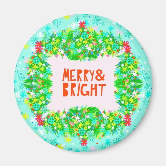 Merry & Bright Wreath Magneet (Voorkant)