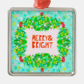 Merry & Bright Wreath Metalen Ornament (Voorkant)