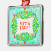 Merry & Bright Wreath Metalen Ornament (Links)