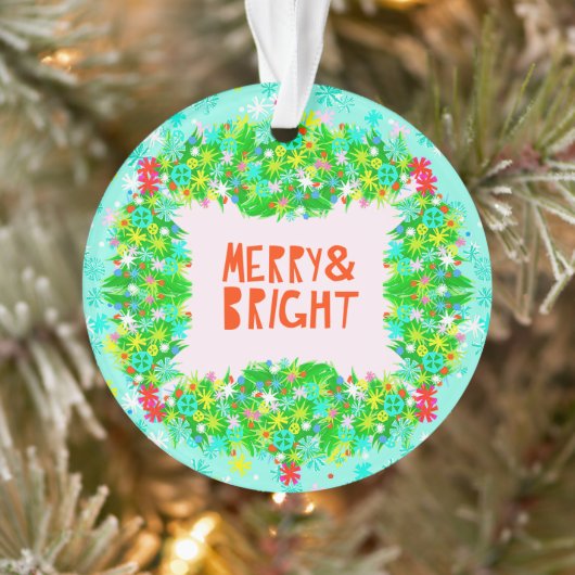 Merry & Bright Wreath Ornament (Boom)